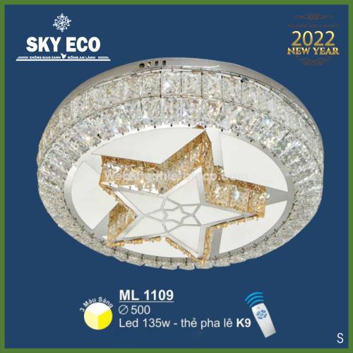 Đèn mâm ốp trần tròn pha lê ML 1109